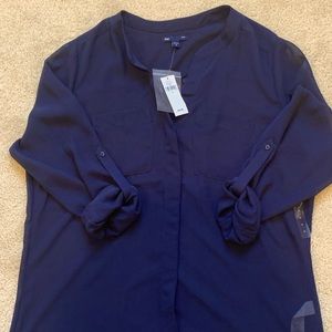 Gap sheer navy button down top. Never worn .
